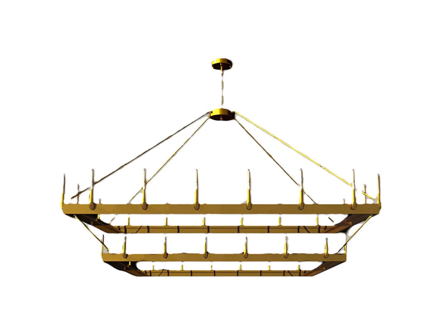 Wrought Iron Vintage Barn Metal Castile Two Tier Chandelier Chandeliers Industrial Loft Rustic Lighting W 38" H 50" - 199603603