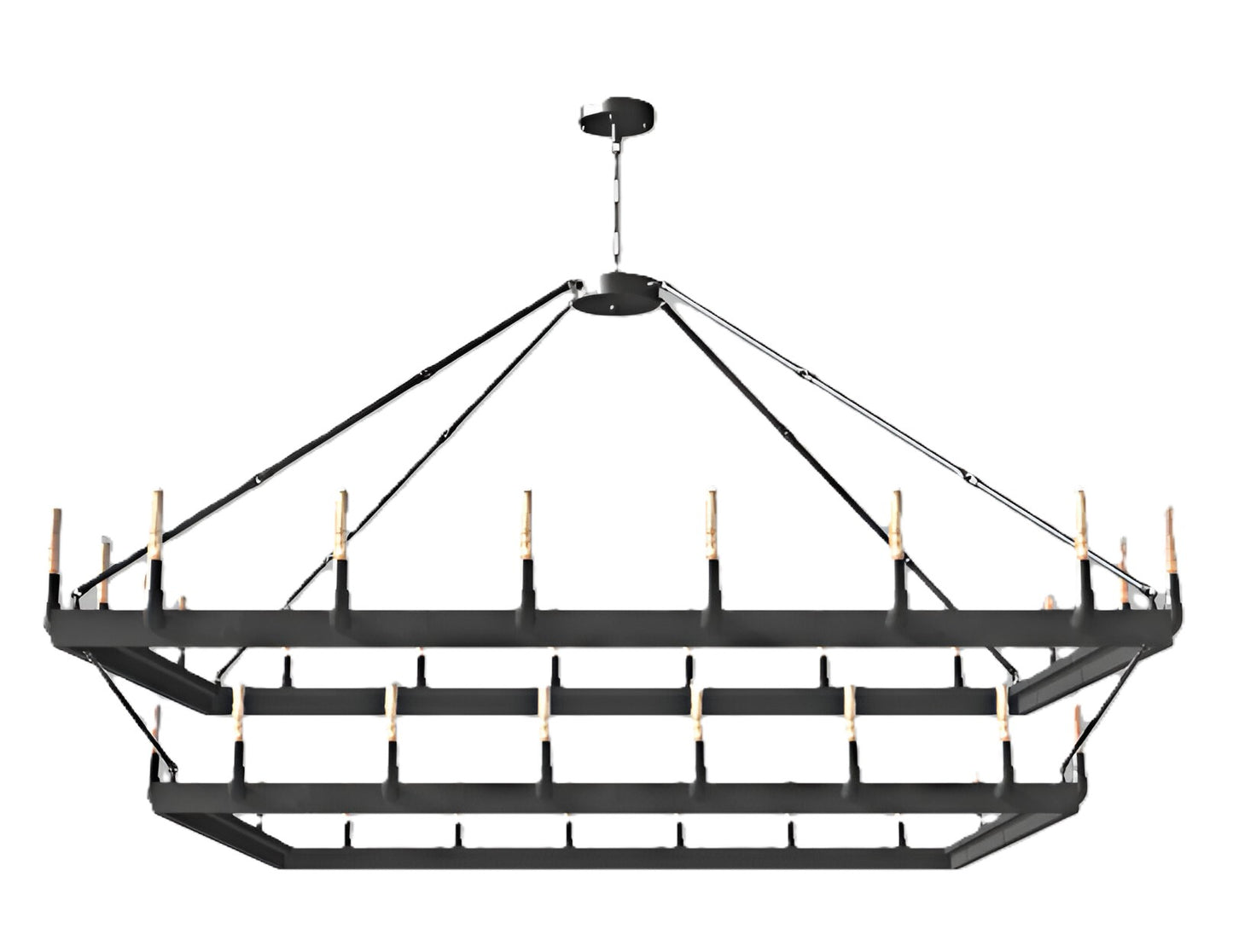 Wrought Iron Vintage Barn Metal Castile Two Tier Chandelier Chandeliers Industrial Loft Rustic Lighting W 38" H 50" - 199603601