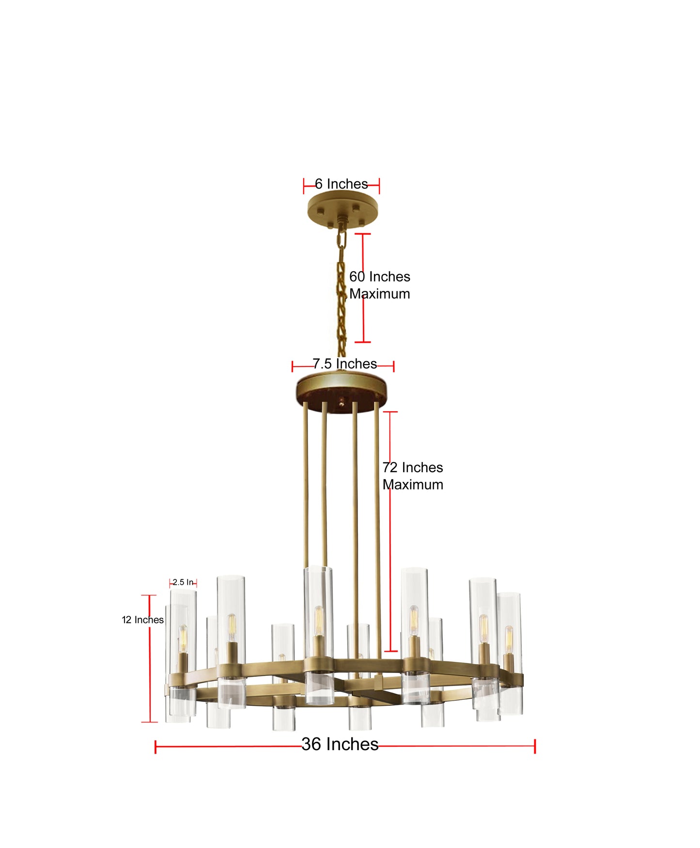 Farmhouse Varella Round Chandelier 36" Vintage Barn Metal Industrial Loft Rustic Lighting gold finish Great for Living Room, Dining Room, Foyer and Entryway - 199301203
