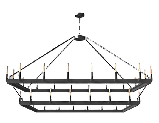 Wrought Iron Vintage Barn Metal Castile Two Tier Chandelier Chandeliers Industrial Loft Rustic Lighting W 38" H 50" - 199603601