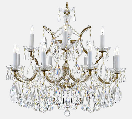 Swarovski Crystal Trimmed Maria Theresa Chandelier Lighting Lights Fixture Pendant Ceiling Lamp for Dining room, Entryway , Living room With Large, Luxe Crystals!