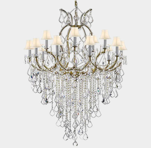 Maria Theresa Chandelier Empress Crystal (Tm) Lighting Chandeliers With White Shades Great For Large Foyer / Entryway