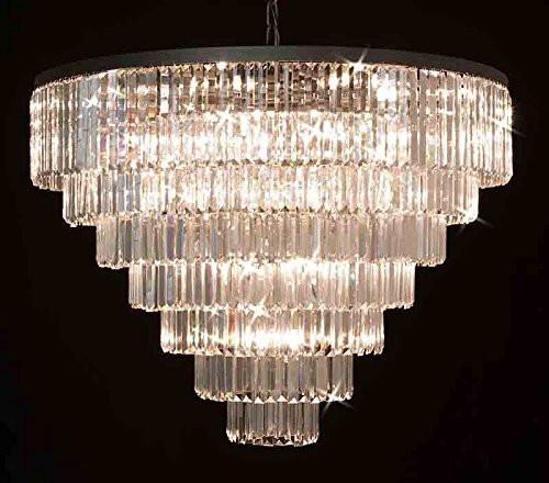Vintage Palladium Empress Crystal (TM) Glass Fringe 7 Tier Chandelier - Timeless Lighting Fixture H 33.5" W 43.5"