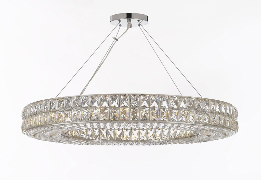 Contemporary Crystal Nimbus Ring Chandelier - 44" Wide, Ideal for Dining Room, Foyer, Entryway, Family Room, and More!